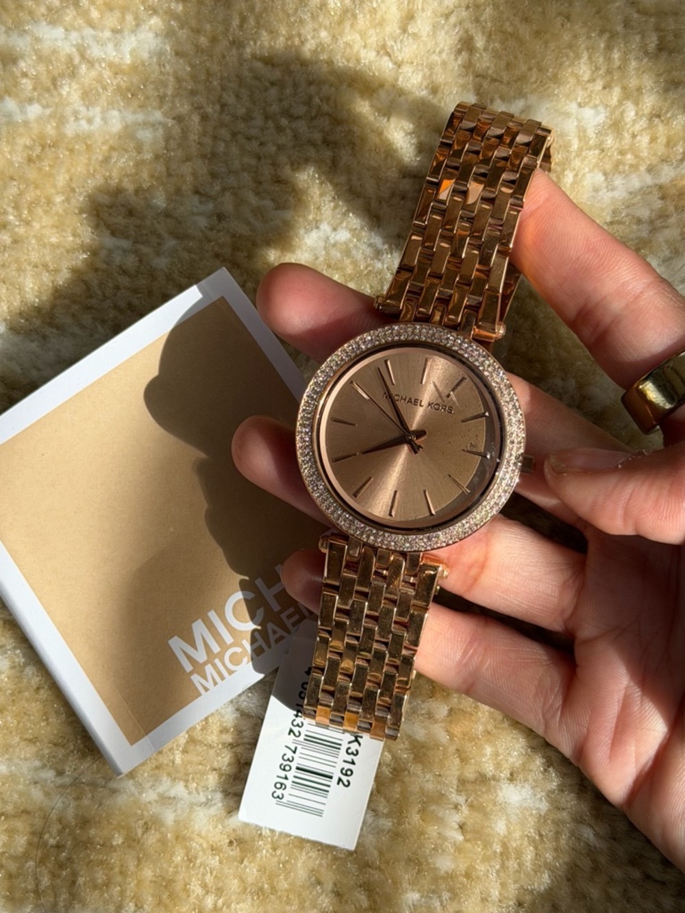 Michael Kors Rose Gold Crystal Bezel Bracelet Watch